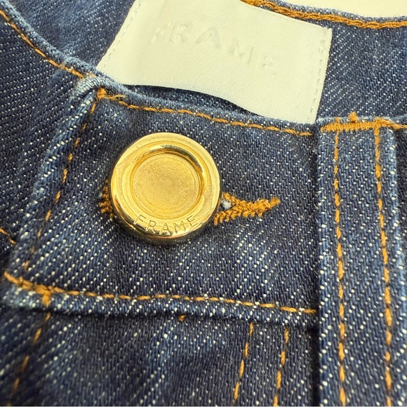 Frame Denim Le Italian Wide Leg Crop Jeans Rinse Dark Wash Rigid Denim High Rise - Picture 9 of 16